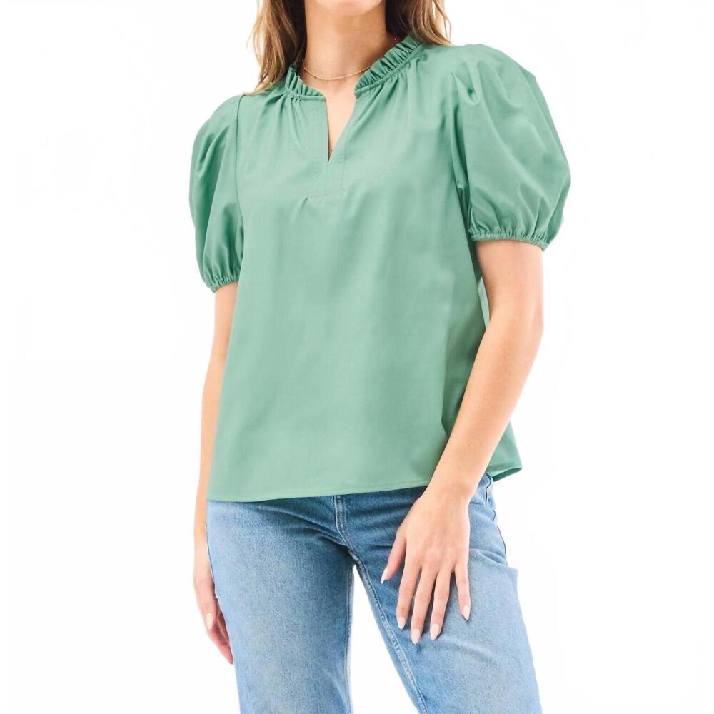 NEW MARY SQUARE solid lainey top in basil